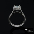 1.58 Cushion cut diamond halo double band Engagment Ring set in 18k White gold 